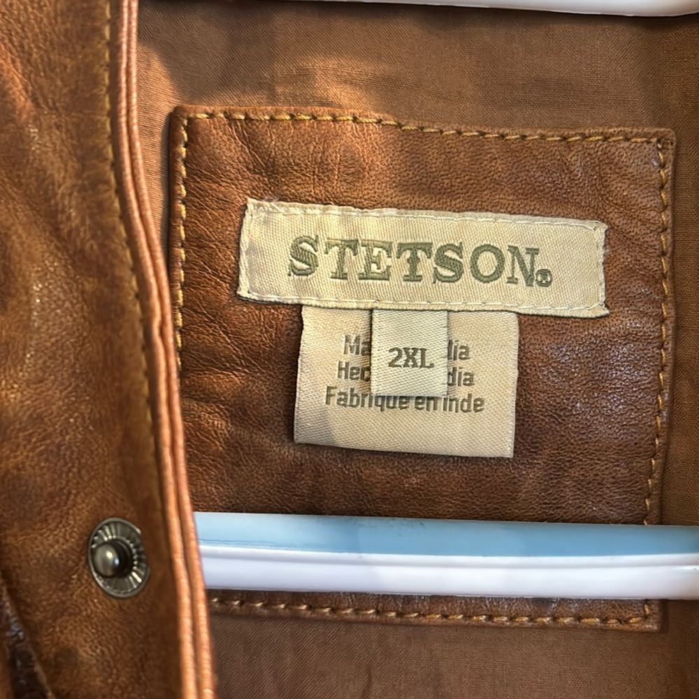 Stetson women’s brown leather motorcycle jacket